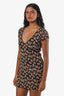 Mini-robe Reformation noire à imprimé floral multicolore, col en V, taille XS