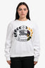 Burberry White Cotton Crest Long Sleeve Crewneck Top Size L