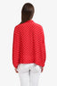 Balenciaga Red/White Silk Polka Dot Blouse Size 34
