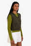 Gucci 2024 Green Wool Silk Blend Layered Cardigan Sweater Size XS