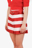 Zimmermann Red/Pink Striped Belted Shorts Size 1