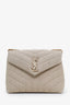 Saint Laurent Beige Canvas Small Loulou Puffer Shoulder Bag