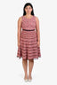 Oscar de la Renta White/Red Tweed Sleeveless Dress Size 10