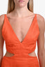 Reformation Orange Linen Cut Out Strapless Midi Dress Size 8