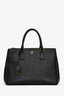 Prada Black Saffiano Leather Medium Double Zip Galleria Tote with Strap