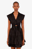 Sandro Black Cotton Button-Up Keyhole Dress Size 34