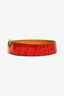 Hermès 2011 Red Crocodile Porosus Hammered H Buckle Belt Size 90