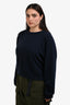 Tibi Navy Blue Cashmere Open Elbow Sweater Size L