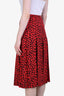 Gucci Red/Black Knit Leopard Print Pleated Midi Skirt Size Small