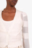 Brunello Cucinelli White Cropped Mesh Stripe Three-Quarter Length Cardigan Size XS