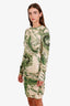 Moschino Couture Green/Cream Wool Money Print Mini Dress Size 10