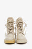 Prada Beige Re-Nylon Metal Triangle Logo 50mm Combat Boots Size 35.5