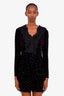 Self-Portrait Black Crystal Embellished Long Sleeve Mini Dress Size 6