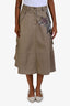 Christian Dior 2022 Brown Denim Embroidered Cargo Midi Skirt Size 4
