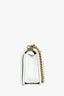 Pre-loved Chanel™ 2017 18 White Quilted Lambskin Medium Boy Bag