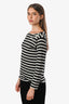 Saint Laurent 2016 Black/White Striped Star Bold Neck Long Sleeve Top Size XS