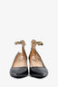 Valentino Black Leather Studded Gold-Tone Ankle Strap Pumps Size 37