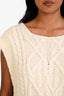 Isabel Marant Cream Alpaca Cable Knit Short Sleeve Cardigan Vest Size 38