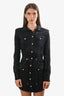 Balmain Black Long Sleeve Button Down Shirt Dress Size 34