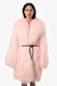 Self-Portrait Light Pink Shearling Maxi Grizzly Coat Size L