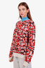 Prada Red/Blue Wool Cashmere Abstract Pattern Knit Sweater Size 48