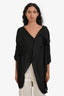 Issey Miyake Black Pleated Collar Hem Poncho Size 2