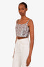 Prada Pink/Green Metallic Floral Crop Top Size 40