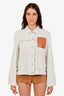 Loewe White Linen Denim Anagram Workwear Jacket Size 38