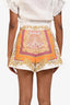 Maje Cream/Orange Scarf Printed Linen Shorts Size 36