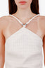 Off-White White/Silver Cotton Blend Tweed Halter Mini Dress Size 36