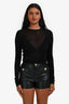Saint Laurent Black Knit Sheer Long Sleeve Top Size M