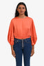Maje Orange Satin Cropped Long Sleeve Top Size 1