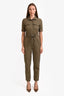 Frame Army Green Short Sleeve Belted Jumpsuit Size S