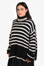Toteme Cream/Navy Wool Blend Signature Stripe Turtleneck Sweater Size XL