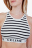 Celine White Striped Rib Knit Sports Bra Size XS