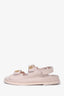 Pre-loved Chanel™ 2022C Baby Pink Textured Leather Dad Sandals Size 37.5
