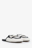 Pre-loved Chanel™ 2023 White/Black Knit CC Logo Mules Size 38