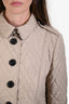 Burberry Beige London Quilted Nylon Button Down Jacket Size 8