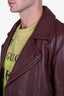McQ by Alexander McQueen Burgundy Leather Moto Jacket Size 46 Mens