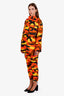 Off-White Orange Camouflage Printed Cotton Cargo Pants + Jacket Set Size 36 and 38