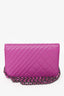 Pre-loved Chanel™ 2014-2015 Purple Quilted Lambskin Coco Boy Wallet on Chain