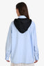 Prada 2022 Light Blue/Black Re-Nylon Logo Hooded Button Down Shirt Size 40