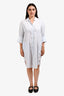 Acne Studios Blue/White Pinstriped Cotton Button Down Shirt Dress Size 38