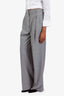 Prada Grey Virgin Wool Wide Leg Trousers Size 40