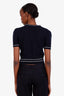 Christian Dior Navy Cashmere Wool Knit Short Sleeve Sweater Size 4