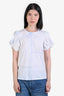 A.L.C. White/Blue Tie Dye 'Kati' Puff Sleeve T-Shirt Size S
