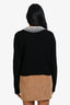 Maje Black Wool Blend Cable Knit Pearl Neckline Cardigan Size 1