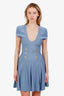 Balmain Blue Knit Buttoned Mini Dress Size 36 with Tags