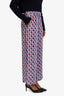 Weekend Max Mara Pink/Blue Silk Patterned Wide Leg Pants Size 2