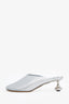 Loewe Silver Metallic Leather Toy Mules Size 38